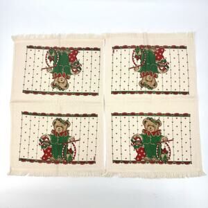 Set of Two Cannon 90s Bears In Toyland Fringed Christmas Hand Towels 24" x 15"